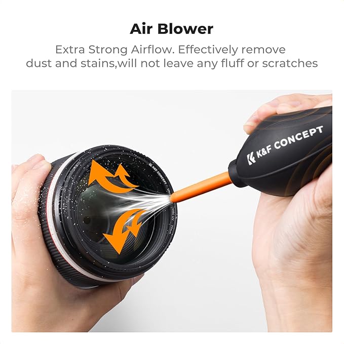 K&F CONCEPT 25-1 Professional Camera Cleaning Kit for DSLR Cameras with APS-C Sensor Cleaning Swabs/60ML&20ML Lens Cleaner/Cleaning Wipes/Camera Blower/Lens Pen Brush/Microfiber Cloths/Carrying Case