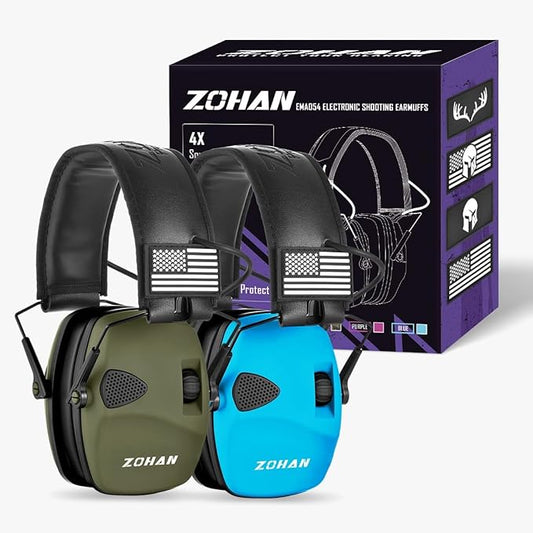 ZOHAN EM054 Electronic Shooting Ear Protection with 4X Sound Amplification, Ear Protection Muffs for Gun Range, NRR 23db Noise Reduction Hearing Protection Headphones