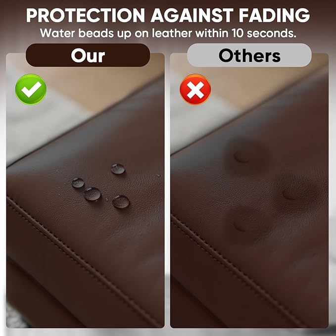 Leather Recoloring Balm - Scratch Repair & Color Restore Kit for Faded Leather, Leather Couch & Car Seats - 10OZ Leather Restorer Balm for Furniture, Auto Interior, Vinyl, Accessories (Medium Brown)