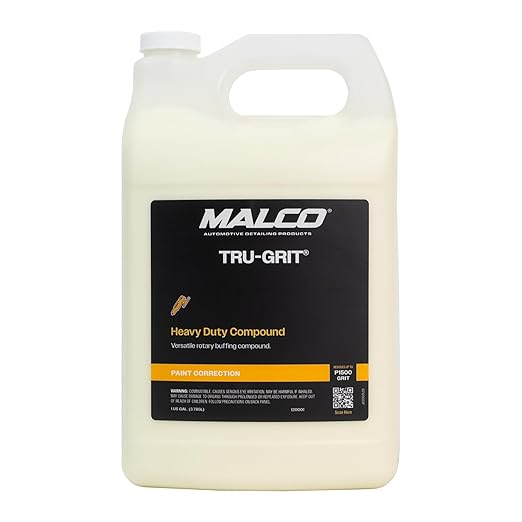 Malco Tru Grit - Heavy Duty Buffing and Polishing Compound for Cars/Automotive Paint Correction and Detailing/Removes 1000-1500 Grit Sand Scratches / 1 Gallon (120001)