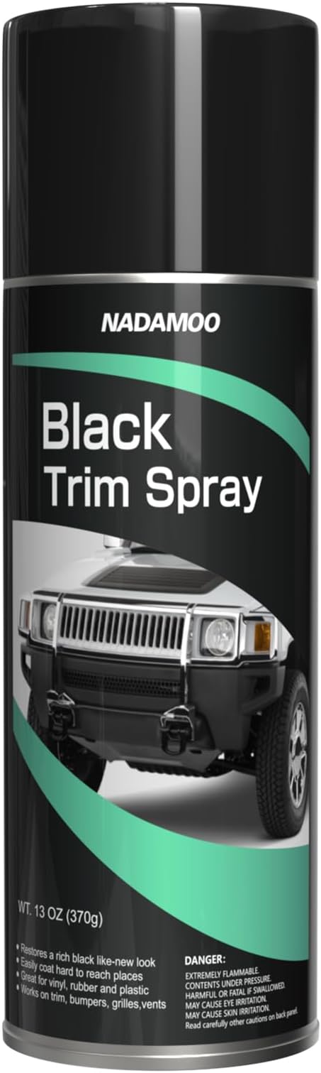 NADAMOO Automotive Black Trim Spray Paint, 1 Can, Instantly Revives Color for Car Plastic Vinyl Rubber, Vehicle Exterior and Interior Plastic and Trim Restorer Aerosol Paint Can, Satin Finish