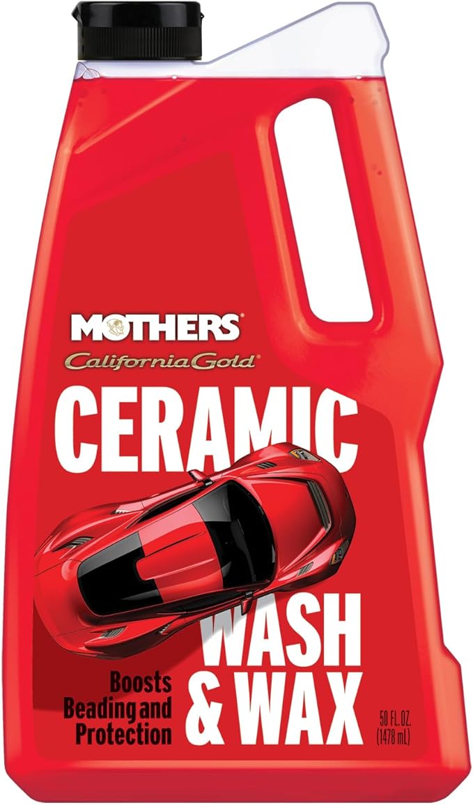 Mothers California Gold Ceramic Wash & Wax, 50 oz. – pH Neutral, Eco-Friendly, Super-Sudsy, Watermelon Scented, Boosts Beading, Enhances Gloss & Leaves a Streak-Free Shine, Foam Cannon Ready (05650)