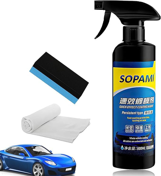 Car Coating Spray, Quick Effect Coating Agent for Car, Quickly Coat Car Wax, Car Scratch Wax Polish Spray Waterless Wash, Easy to Use (1set)