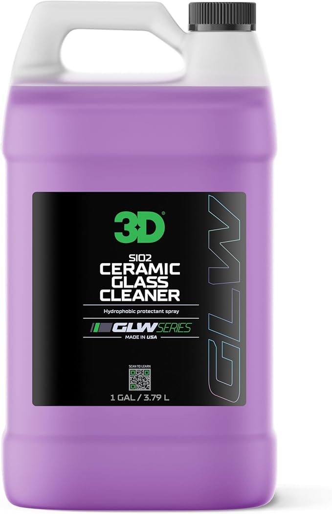 3D GLW Series SiO2 Ceramic Glass Cleaner – Hydrophobic Car Glass Cleaner with Rain Repellency – Optical-Grade Clarity, Streak-Free Shine & Ceramic Protection – Auto Detailing Spray – Made in USA