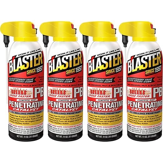 (4 Pack) PB Blaster Penetrating Catalyst with PowerStraw (11 oz Each) | Rust Penetrant Oil for Stuck Bolts & Nuts | Precision Spray, Loosens Rust, Corrosion Protection | Original PB Blaster Formula
