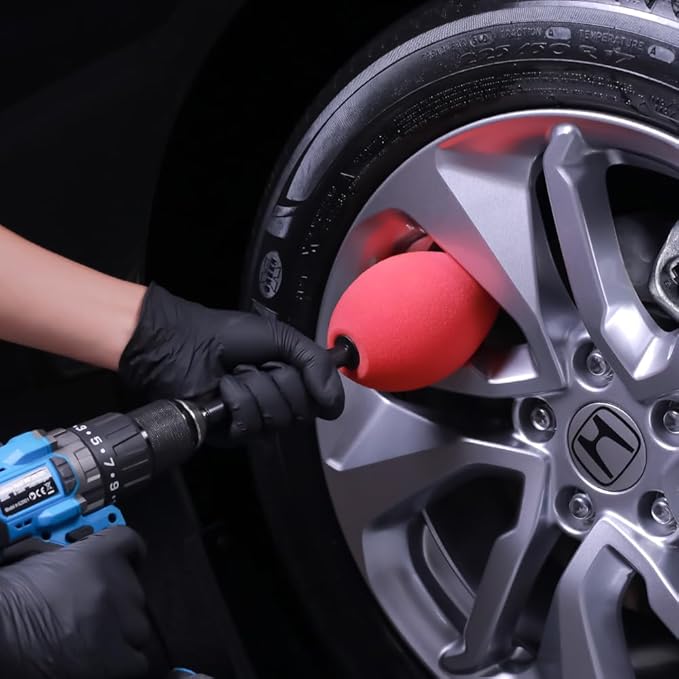 Wheel Rims Polisher, SPTA Polishing Ball, Polishing Cone, Metal Wheel Polishing Tool, Ball Buster Wheel and Rim Polisher System Attaches to Standard Household Drill