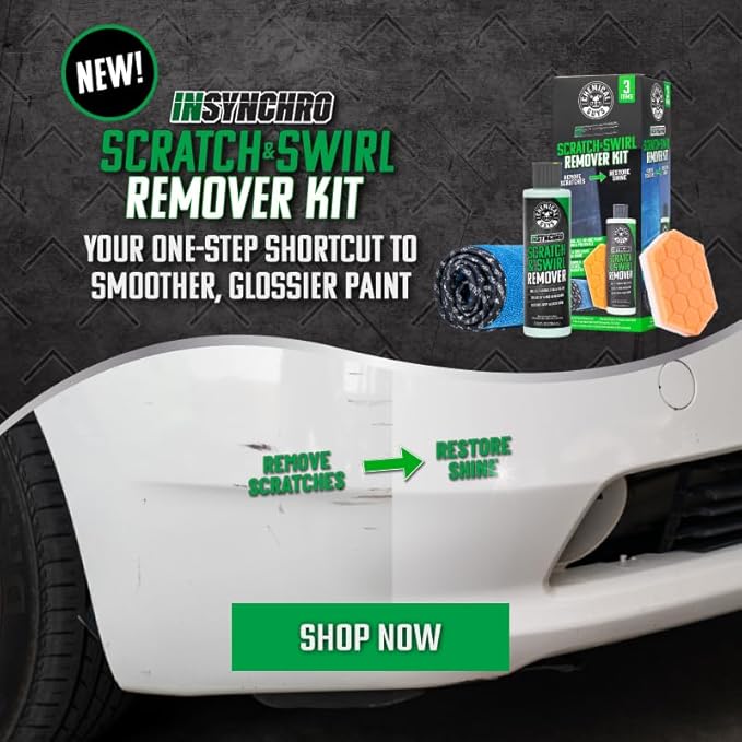 Chemical Guys Insynchro Scratch & Swirl Remover (8 oz) - Kit with Hex Logic Dual Sided Hand Polishing Pad and Monster Extreme Microfiber Towel for Paint Restoration and Gloss Enhancement