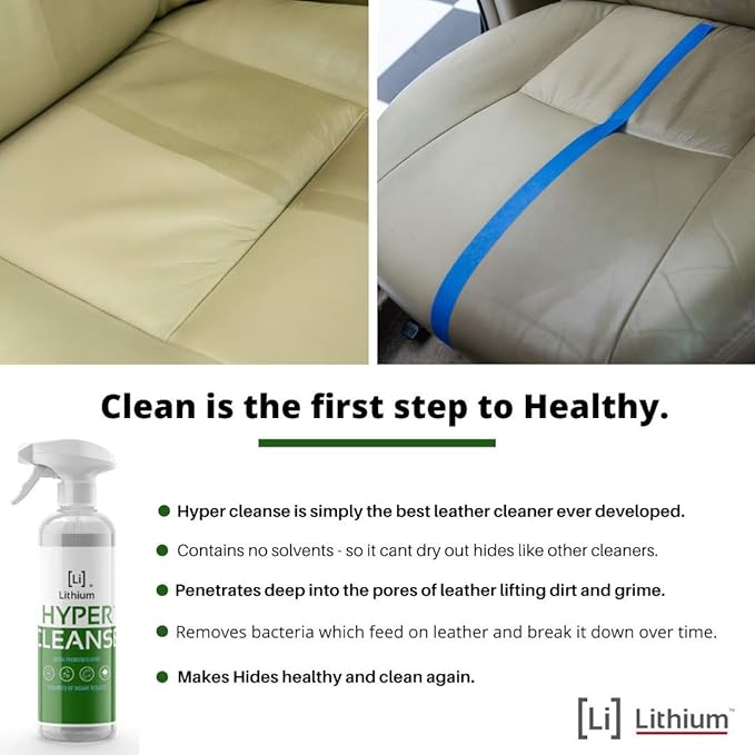 Lithium Hyper Cleanse Car Interior Cleaner - Car Cleaner Interior for Leather, Plastic, Carpet, Vinyl, and Tesla Vegan Leather - Solvent Free Interior Car Cleaner - Car Cleaning Spray (16 Oz)