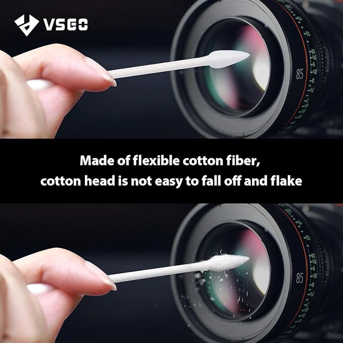 VSGO Camera Lens Cleaning Kit, Lens Cleaner Fluid, Dust-Free Cotton Swab and Dispensing Bottle Included, Compatible with Cameras, Lenses and Other Optical Products Clean(V-C01E)