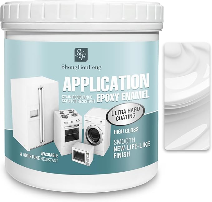 White Appliance Paint, 32 Oz – High Gloss Finish for Home Appliances Refinishing | Durable, Ovens, Microwaves, Dishwashers，Fast-Drying Interior/Exterior Coating | Zero VOC, Metal & Plastic Safe