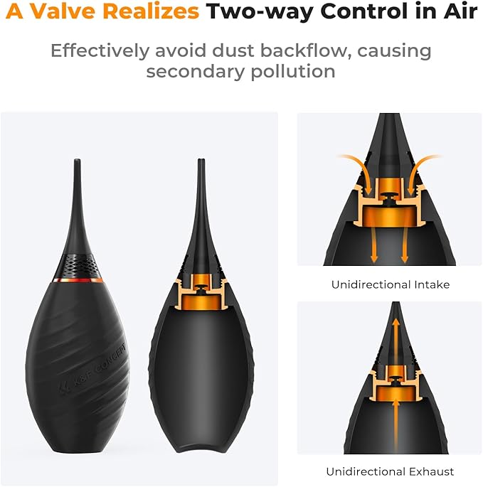 K&F CONCEPT 10-in-1 Camera Lens Cleaning Kit for DSLR Camera Lens Filter Cell Phones with Advanced Silicone Air Blower*1+Short Nozzle*1+Long Nozzle*1+Cleaning Cloth*6+Cleaning Pen*1+15ML Cleaner*1