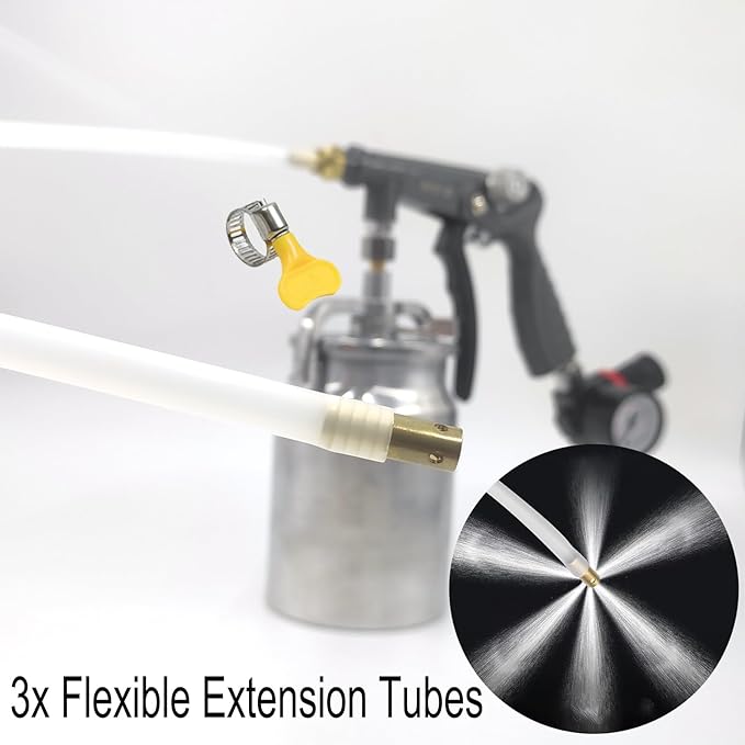 Undercoating Spray Gun with 33.82oz Aluminum Cup, 360° Spray Hose Woolwax Fluid Film Undercoating for Truck Bed Liner Powder Coating Spray Gun kit, Rubberized Undercoat, Car Rust Proofing