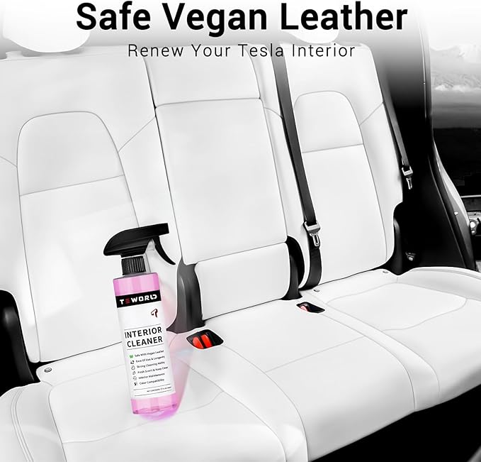 Tesla Seat Cleaner Remover Stain Biodegradable, Safe on White & Black Vegan Leather, Tesla Interior Cleaning Products for Seats, Console, Dash, Tesla Model 3/Y/S/X Accessories for 2025 | 2026