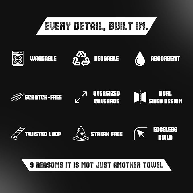 X- Large Car Drying Towel, 36x24 Microfiber Towels for Cars, 1300 GSM, 70/30 Blend, Dual-Sided Highly Absorbent Twisted-Loop Edgeless Car Detailing Cloth, Scratch/Streak-Free [Orange/Black]