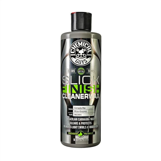 Chemical Guys WAC20616 Slick Finish Cleaner Wax Light Paint Cleanser & Brilliant Shine Carnauba Wax, 16 fl oz