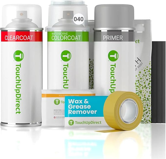 TouchUpDirect Car Paint Touch Up Spray Kit – Toyota 040 Super White Exact Match Auto Paint Kit with Car Color Spray and Clearcoat, for Repainting or Scratch Repair, Platinum Kit