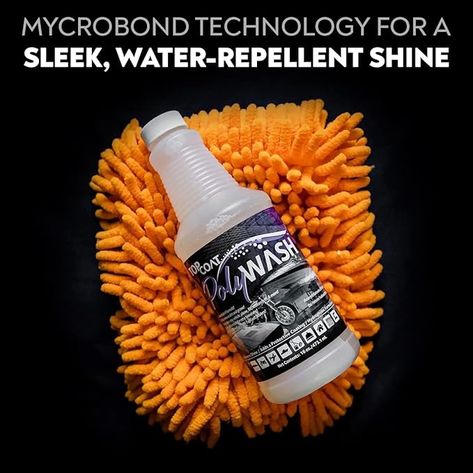 TopCoat PolyWash Concentrated, PH-Neutral Car Wash Soap, Leaves a Hydrophobic Barrier and Prevents Water Spots, Use as Foam Cannon Soap, 16 oz Car Soap Bottle