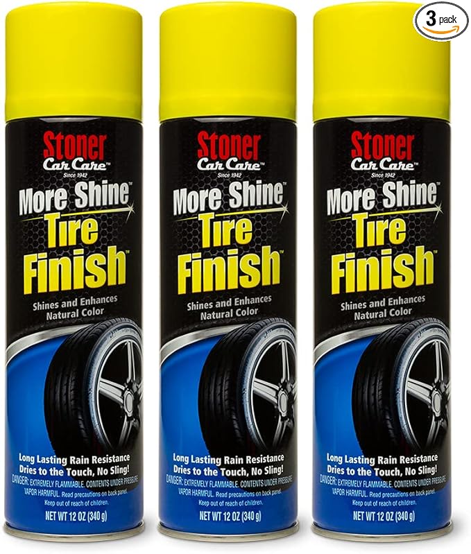Stoner Car Care 91094-3PK More Shine Tire Finish – Tire Shine Spray for a Deep Matte Black Finish with Long-Lasting Rain-Resistant Protection, Non-Greasy No Sling – 12 oz (Pack of 3)
