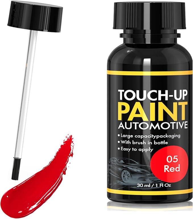 Car Scratch Remover, 30ml Red Car Paint Touch Up for Deep Scratches, Quick Drying, Easy to Use, Includes Body Putty & Sandpaper for Professional DIY Finish