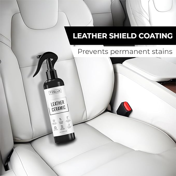 Vegan Leather Ceramic Coating for Tesla Model 3, Y, S, X Interior Protection – Prevent Stains, UV Damage, and Wear - Accessories for Tesla Model 3, Y, S, X