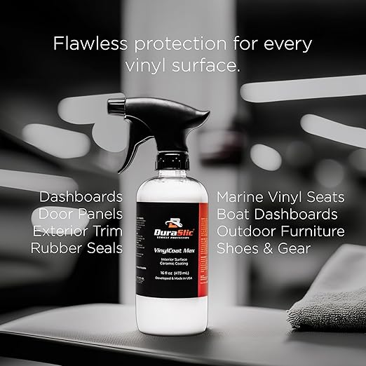 VinylCoat Max 16oz – Ceramic Vinyl & Plastic Coating for Car Interiors, Hydrophobic UV Protection, High Gloss Shine, Long-Lasting Finish, Easy Application, Made in USA