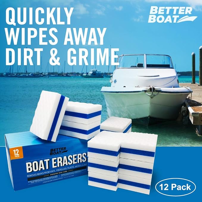Premium Boat Scuff Erasers, Boating Accessories for Cleaning, Gift for Pontoon, Fishing, Jon Boats, Decks, Vinyl and Hull Cleaner, Gadgets for Men and Women