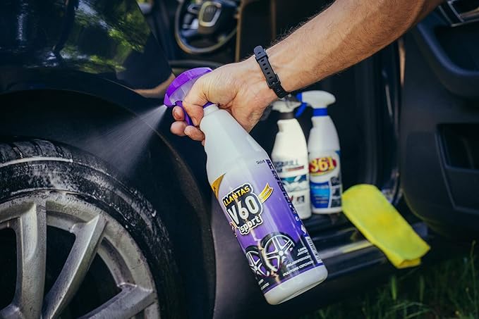 Sisbrill Essential Car Cleaning Kit – Rim Cleaner, All-Purpose Interior & Exterior Detailer, Leather & Plastic Conditioner – Complete Auto Detailing Trio with Microfiber Towel