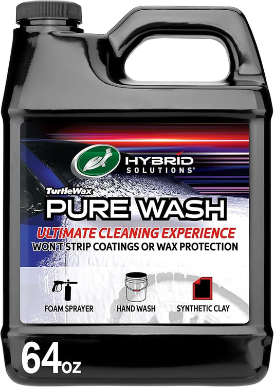 Turtle Wax 54320 Hybrid Solutions Slick-N-Slide Pure Wash, pH Neutral, Extreme Foaming Car Wash Soap, Hand Wash or Foam Cannon Application, Clay Bar Lubricant, Spot Free Clean, 64 oz. (Pack of 1)