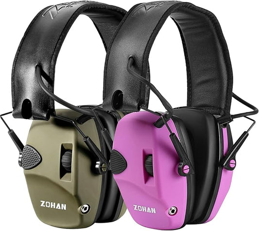ZOHAN EM054 Electronic Shooting Ear Protection with 4X Sound Amplification 2 Pack,Slim Active Noise Reduction Earmuffs for Gun Range