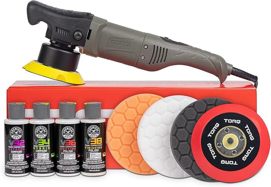 Chemical Guys 10FX Random Orbital Polisher Kit - 9-Piece Detailing Kit - Torqx Polisher, Pads, Polishes, and Compounds, 700W 8mm Orbit, Digital Display, Safe for Cars, Trucks, SUVs & More