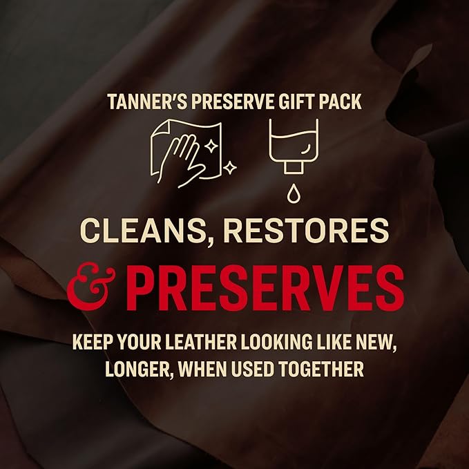Tanner's Preserve Leather Cleaner & Conditioner Gift Set, Cleans, Rejuvenates & Restores Finished Leather, Use for Cars, Furniture & More, 2X 8 Fl Oz & Microfiber Cloth