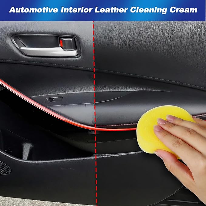 2Pcs Leader Cleaning and Care Cream & Cleaning Paste for Leather Care, Automotive Interior Leather Cleaning Cream, Leather Repair Kit Car Interior, Car Leather Conditioner Oil Paste