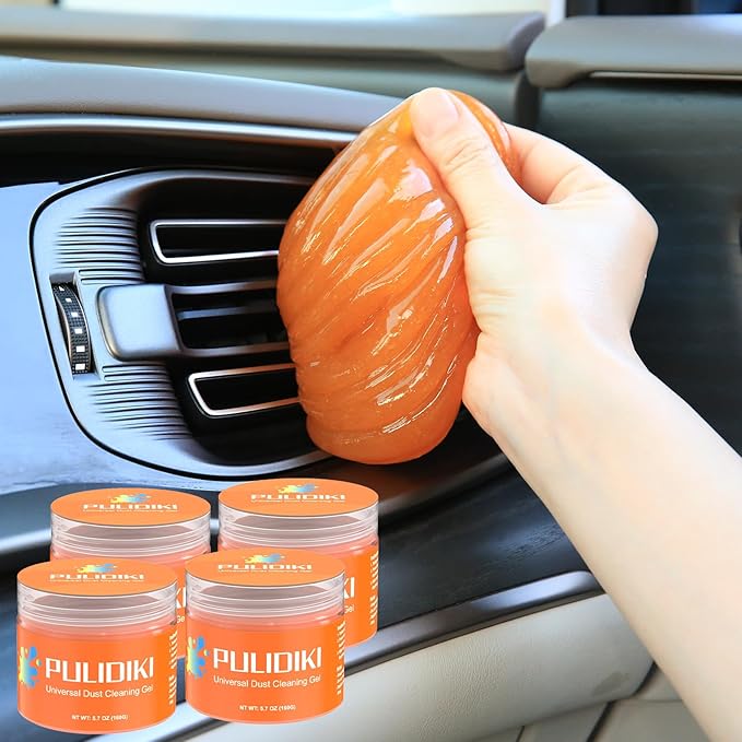 PULIDIKI Car Cleaning Gel for Car Cleaning Putty Car Putty Auto Detailing Tools Car Slime Cleaner Dust Cleaning Gel for Car Interior Cleaner Car Accessories Keyboard Cleaner Orange (4Pack)