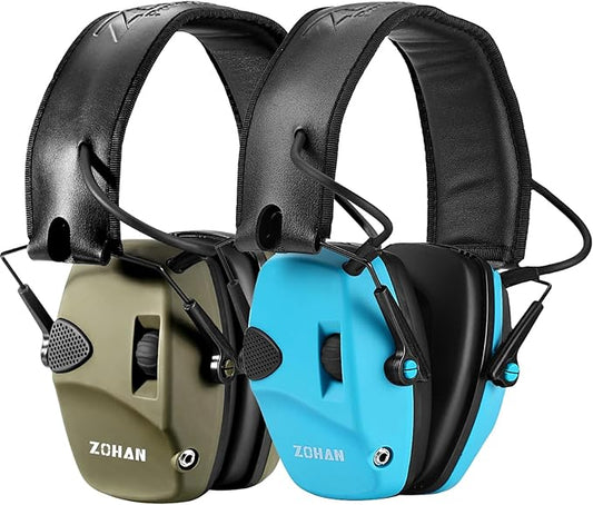 ZOHAN EM054 Electronic Shooting Ear Protection with 4X Sound Amplification 2 Pack,Slim Active Noise Reduction Earmuffs for Gun Range