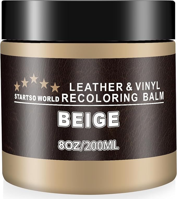 STARTSO WORLD Leather Recoloring Balm,Beige Leather Repair Kit for Furniture,Couches & Car Seats, Leather Paint, Leather Color Restorer, Leather Scratch Remover