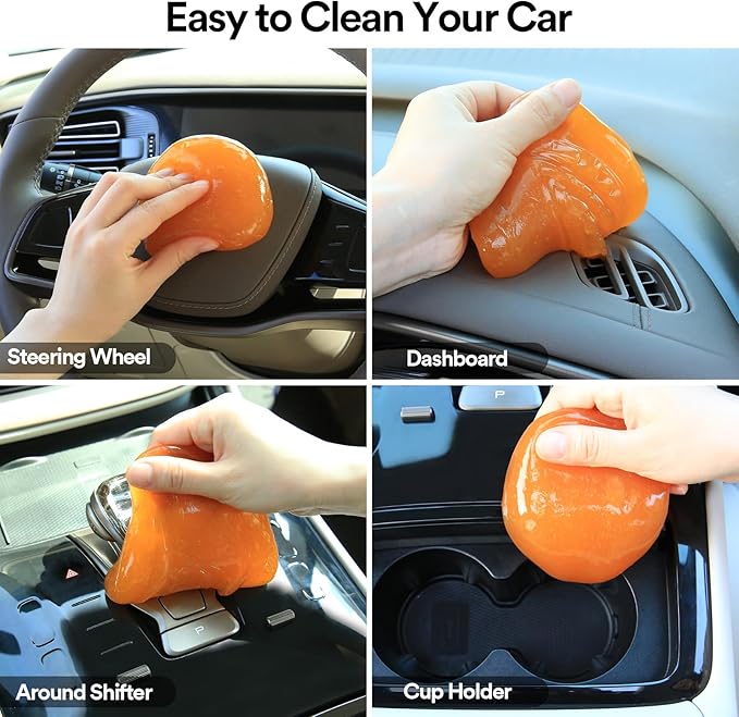 PULIDIKI Car Cleaning Gel for Car Cleaning Putty Car Putty Auto Detailing Tools Car Slime Cleaner Dust Cleaning Gel for Car Interior Cleaner Car Accessories Keyboard Cleaner Orange (2Pack)