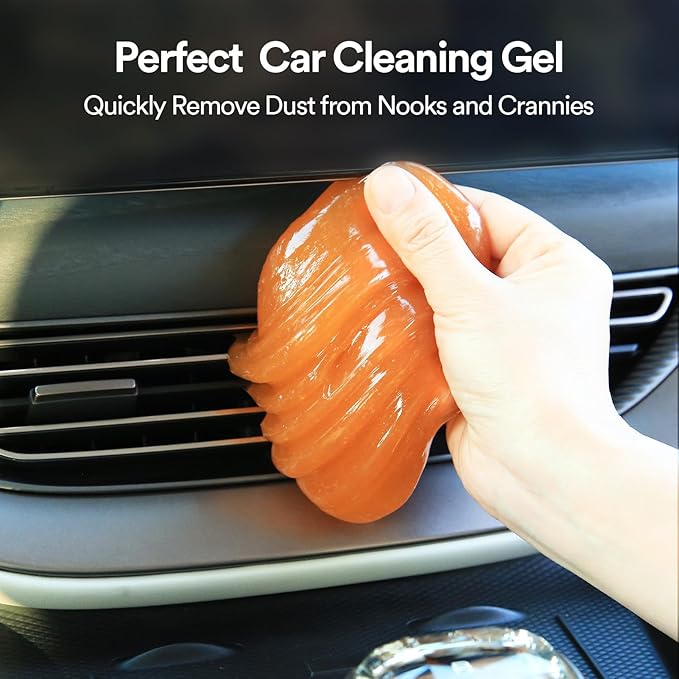 PULIDIKI Car Cleaning Gel for Car Cleaning Putty Car Putty Auto Detailing Tools Car Slime Cleaner Dust Cleaning Gel for Car Interior Cleaner Car Accessories Keyboard Cleaner Orange (2Pack)