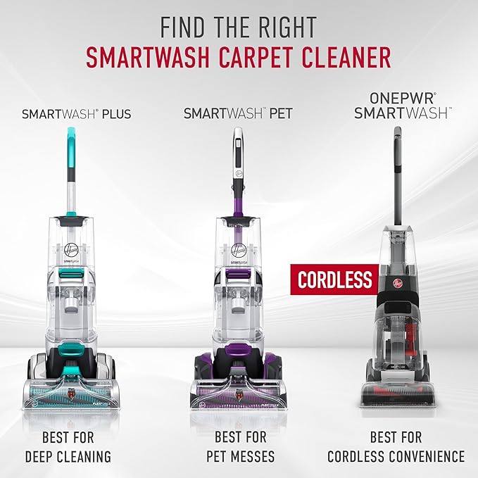 Hoover SmartWash Pet Automatic Carpet Cleaner Machine with Spot Chaser Wand, Deep Cleaning Carpet Shampooer Machine, Pair with a Hoover Carpet Cleaner Solution for a Bright, Refreshed Home