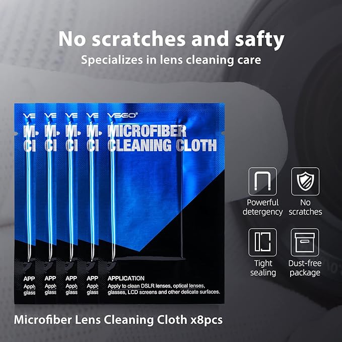 VSGO 11-in-1 Mirrorless Camera Cleaning Kit for Canon,Nikon,Sony,Samsung,Fuji DSLR Cameras, Air Blower Lens Cleaning Pen Microfiber Cloth and Portable Bottle Included (VS-A8E)