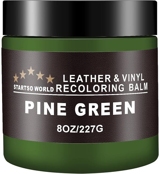 STARTSO WORLD Leather Recoloring Balm, Pine Green Leather Repair Kit for Furniture, Leather Dye, Leather Color Restorer for Couches, Leather Couch Paint | Repair, Restore & Renew Old, Faded Leather