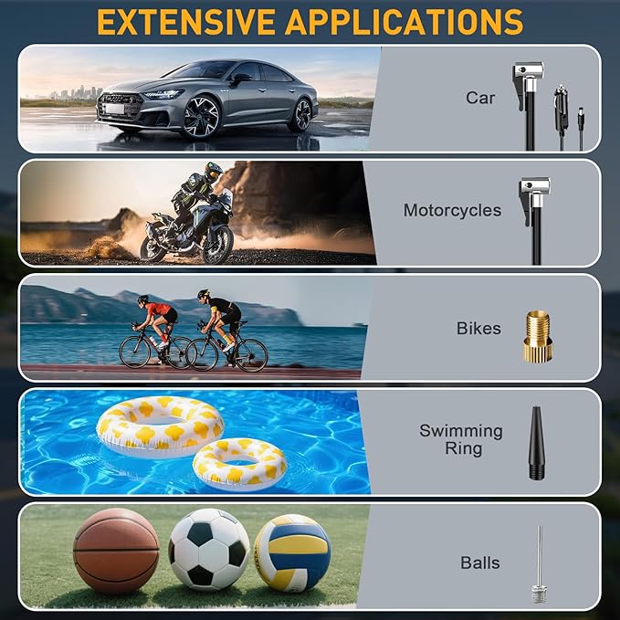 Tire Inflator Portable Air Compressor DC 12V Air Compressor Portable with Digital Pressure Gauge Air Pump for Car Tires - Car Accessories Bike, Motor