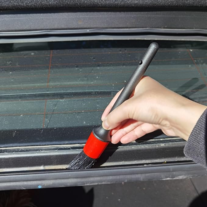 Car Detailing Brush Set of 5 - Soft Boar Hair, Car Wash Brush, Wheel Cleaner Brush, Car Dust Brush, Car Interior Leather Seat and Vent Brush, Car Detailing Kit