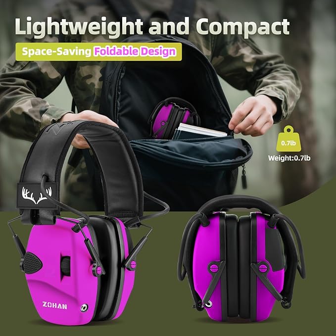 ZOHAN UPGRATED EM054 Electronic Shooting Ear Protection with 4X Sound Amplification, Slim Active Noise Reduction Earmuffs for Gun Range
