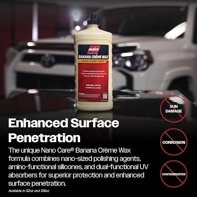 Malco Nano Care Banana Creme Wax - Deep Gloss Shine and Long-Lasting UV Protection/For Automotive, Marine and Industrial Finishes / 1 Gallon (197701)