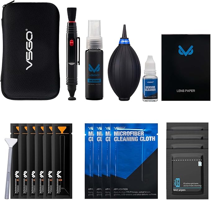 VSGO All-in-One Camera Cleaning Kit for Full Frame Sensor Cameras (24mm) Compatible with Canon, Nikon, Sony, Pentax & DSLR, Includes CMOS Swabs, Lens Pen, Air Blower & More (DKL-20F)