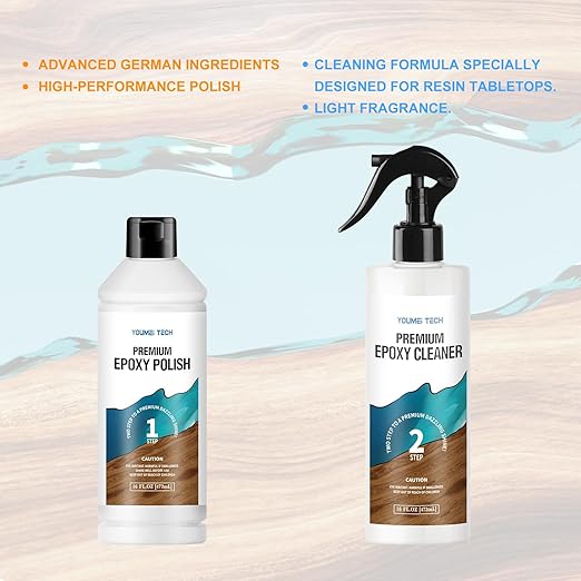 Resin Polishing Kit,32oz Kit of Resin Polish (16oz) & Epoxy Cleaner (16oz), Premium Epoxy Polishing Kit, Polishing Compound for Table Countertop, Removes Scratches & Scuffs