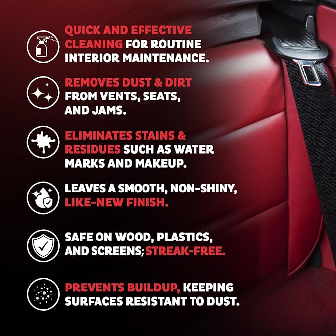 MAXL® Interior Car Cleaner Detailer Spray with NeverDust® Technology Formula (20oz, 2 Pack) - Repels Dust, Wipes Oil, Residue with Matte Finish for Leather, Dash, Trim & Screens - Safe on All Surfaces