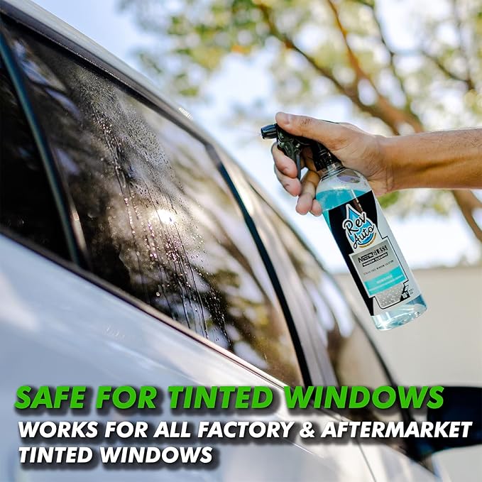 Rev Auto Car Window Cleaner - Includes Window Drying Towel | Ammonia-Free Glass Cleaner That is Tint Safe (16 fl oz)