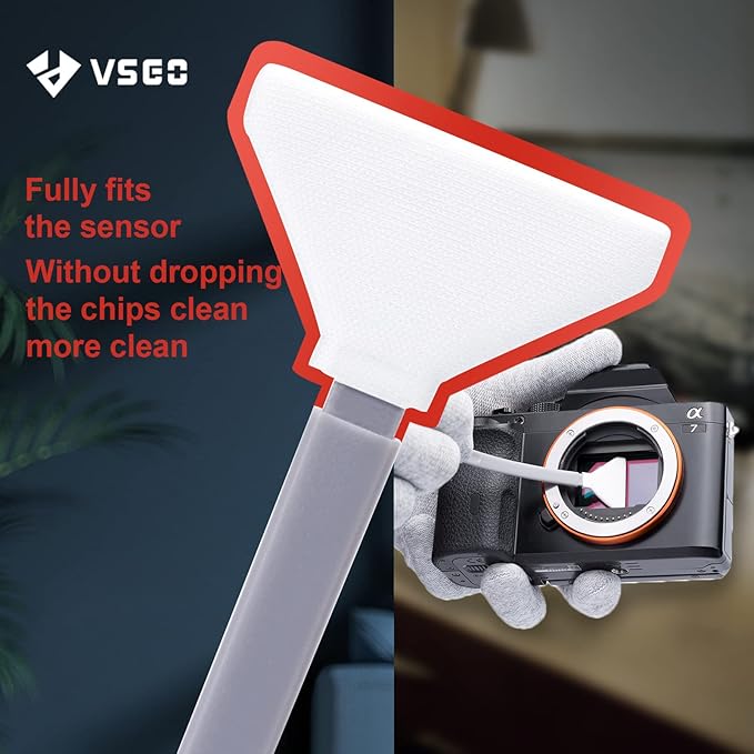 VSGO Mirrorless Camera Sensor Cleaning Kit for Meduim Format Cameras, 12pcs 34mm CMOS Swabs and 10ml Cleaner Inluded (VS-S04E)