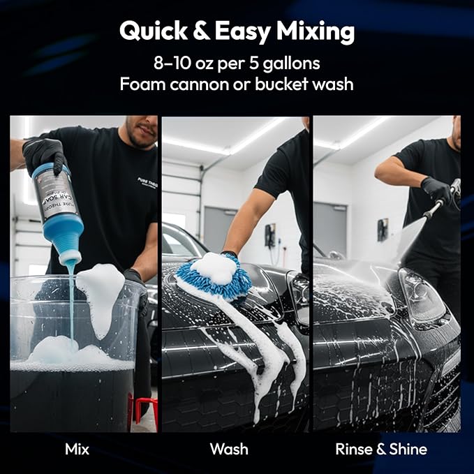 Car Whisperer – Premium Car Wash Soap 32 fl oz | High-Foam, pH-Balanced Formula | Streak-Free Shine | Protects Wax and Coatings | Safe for All Finishes | MADE IN USA